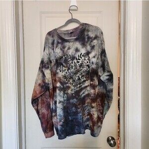 NWOT Gildan Long Sleeve Unique Ice Tie Dye Fall Heart Top Size 4XL